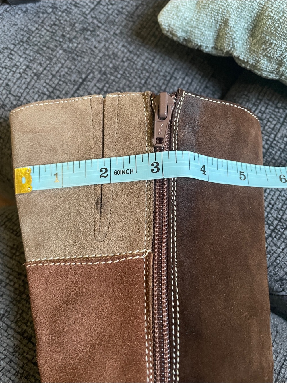 Via Spiga Two-Tone Taupe and Black High Heel Mid-Calf Boots - Picture 8 of 8